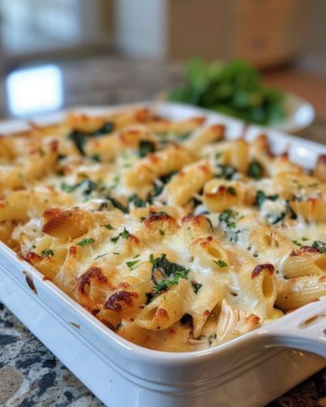 Got this dish from my Italian neighbor and we instantly knew we needed the recipe! Italian Bake, Casserole Dinners, Cooktop Cove, Casserole Kitchen, Chicken Casseroles, Pasta Side Dishes, Baked Pasta, Grilled Cheese Recipes, Pasta Casserole