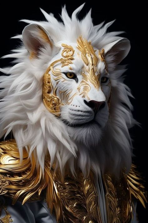 Animal Selfies, Funny Wild Animals, Golden Armor, Suit Art, Bookmark Images, Animal Dress Up, Traveller Rpg, Lion Images, Animal Portraits Art