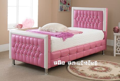 Beautiful Pinks White Leather Bed, Crushed Velvet Bed, Double King Size Bed, Velvet Bed Frame, Princess Bed, Kids Beds, King Size Bed Frame, Leather Bed, Contemporary Bed