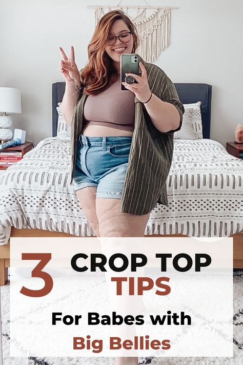 plus size crop top How To Style Crop Tops, Big Belly Outfits Plus Size, Plus Size Crop Top Outfit, Plus Size Crop Top, Glasses Outfit, Plus Size Stores, Plus Size Crop Tops, Plus Size Tips, Twin Beds