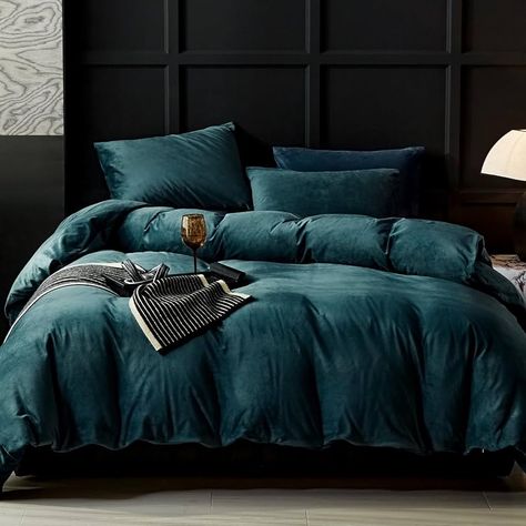 Amazon.com: WARMDERN Dark Grey Velvet Duvet Cover Queen Size Flannel Duvet Cover Bedding Sets, 3pcs Ultra Soft Luxury Textured Modern Crystal Velvet Duvet Covers with Zipper Closure(Dark Grey, Queen) : Home & Kitchen Velvet Bed Cover, Velvet Duvet Cover, Green Duvet Cover, Lakehouse Ideas, Flannel Duvet Cover, Luxe Bedroom, Earthy Bedroom, Velvet Duvet, Flannel Bedding