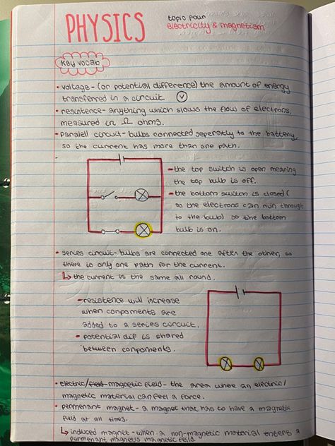 physics revision Grade 10 Physics Notes, Science Revision Notes Physics, Electricity And Magnetism Notes, Grade 10 Physical Science Notes, How To Revise Physics, Physics Notes Grade 10, Physics Paper 1 Revision Aqa, Physics Electricity Notes, Physics Revision Gcse Notes