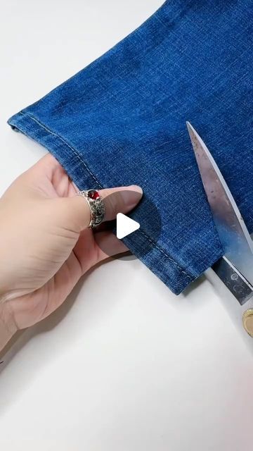 clothes on Instagram: "Pants are too long🖤 @lvbaglove 
and this repair is too clever😍" Sewing Alterations Pants, Pants Waist Too Big Hack, How To Alter Pants That Are Too Big, Pants Too Long Hack, Altering Clothes Refashioning, Frayed Jeans Diy, Shorten Jeans, Clothes Life Hacks, Altering Pants