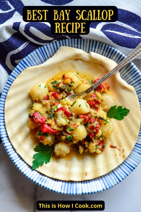 Super simple bay scallop appetizer with lemon, garlic and capers. Everyone loves this! #bayscallopsrecipe #bayscallopssauteed #bayscallopseasy #bayscallops Bay Scallop Recipes Baked, Bay Scallop Recipes Healthy, Bay Scallops And Pasta, Small Scallops Recipe, Bay Scallops Recipe, Scallop Recipes Baked, Bay Scallop Recipes, Scallop Recipes Healthy, Scallop Appetizer