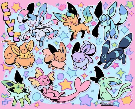 Shiny Eevee, Evee Evolution, Pokemon Eevee Evolutions, Oc Pokemon, Pokemon Stickers, Pokemon Eeveelutions, Cute Pokemon Pictures, Eevee Evolutions, Shiny Pokemon