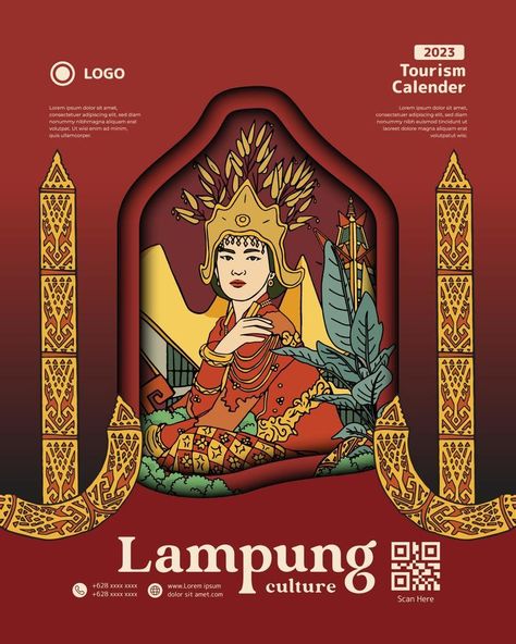 Cover Book Magazine template for tourism calender with lampung culture illustration Poster Tarian, Illustration Culture, Culture Illustration, Tourism Logo, Culture Magazine, Magazine Illustration, Vector Portrait, Gaming Wallpapers, Cover Book