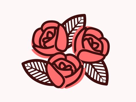 Roses Logo Design, Roses Doodle, Simple Rose Drawing, February Wallpapers, Rose Graphic Design, Rose Cartoon, Rose Doodle, Flower Illustration Pattern, Cartoon Rose