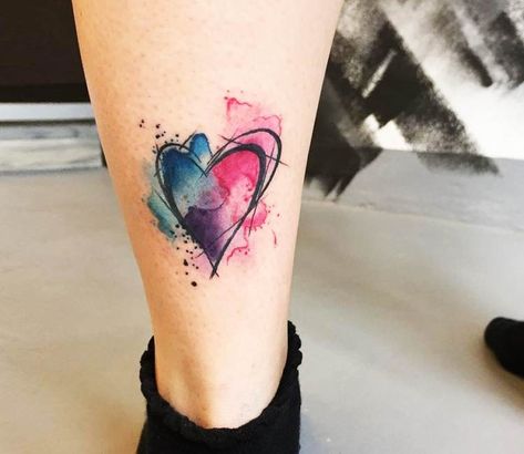 Nice watercolor tattoo style of Heart idea done by tattoo artist Steve Newman | Post 17566 | World Tattoo Gallery - Best place to Tattoo Arts Heart Watercolor Tattoo, Beau Tattoo, Geometric Heart Tattoo, Watercolor Heart Tattoos, Delicate Tattoos For Women, Watercolor Rose Tattoos, Heart Watercolor, Hamsa Tattoo, Watercolor Tattoo Flower