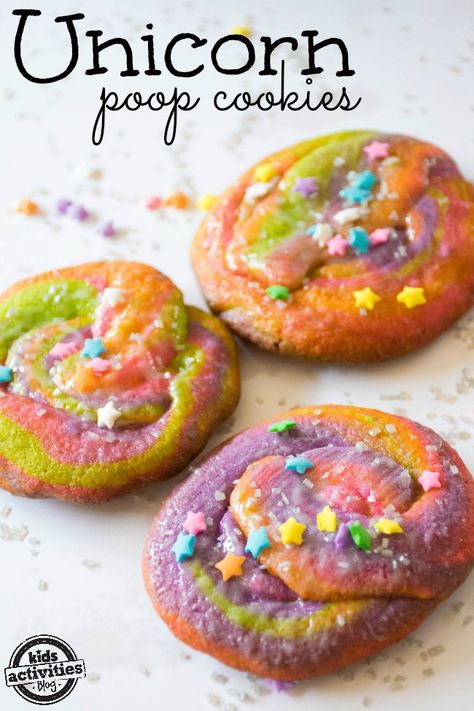 Unicorn Poop Cookies, Cookies With Sprinkles, Colorful Cookies, Sugar Cookie Mix, Unicorn Poop, Unicorn Cookies, Cookies For Kids, Recipes Homemade, Sugar Cookies Recipe