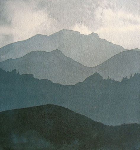 PaperArtsy: 2017 Topic 10: Dark to Light and Contrasts {Introduction and Challenge} Atmospheric Perspective Watercolor, Mountain Layers Painting, Layered Mountains Painting, Atmospheric Landscape Painting, Atmospheric Perspective Drawing, Atmospheric Perspective Painting, Painting Values, Atmospheric Watercolor, Depth Painting