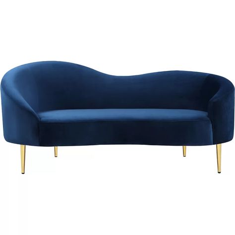 Everly Quinn Ayva 67'' Velvet Curved Loveseat & Reviews | Wayfair Navy Blue Loveseat, Curved Loveseat, Blue Loveseat, Velvet Loveseat, Armless Sofa, Meridian Furniture, Navy Velvet, Modway Furniture, Furniture Of America