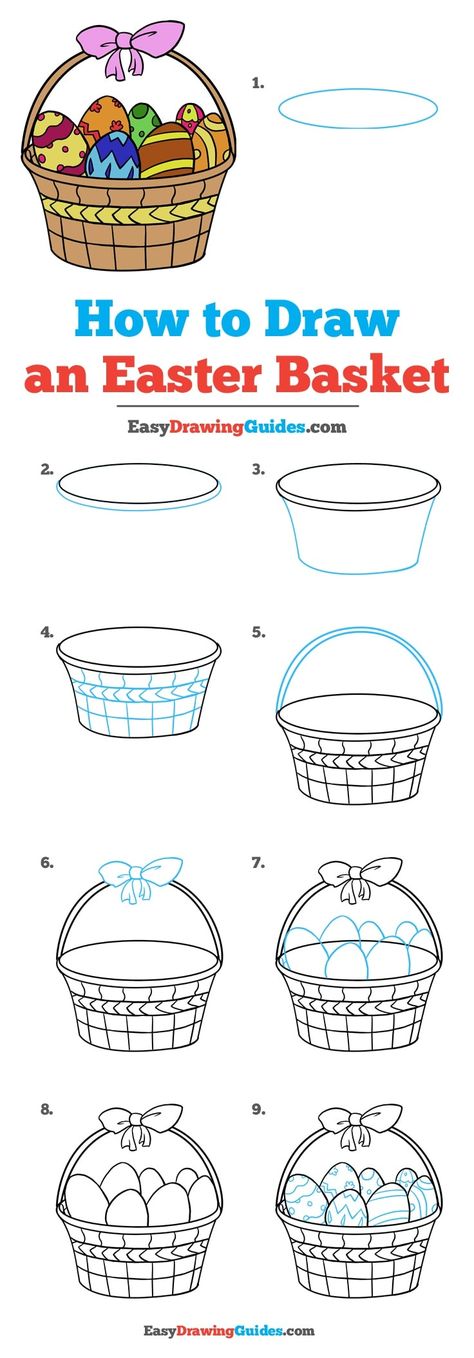 Learn How to Draw an Easter Basket: Easy Step-by-Step Drawing Tutorial for Kids and Beginners. #EasterBasket #DrawingTutorial #EasyDrawing See the full tutorial at https://easydrawingguides.com/how-to-draw-an-easter-basket/. Easter Drawings Easy Step By Step, How To Draw A Basket, Easter Bujo, Easter Drawings Ideas, Drawing Easter, Basket Drawing, Easter Drawings, Easter Paintings, Easter Arts And Crafts