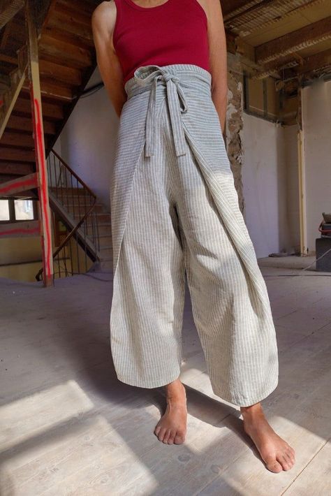 Ready to Sew Phen Wrap Pants Wrap Pants Pattern Diy, Wrap Pants Sewing Pattern, Closet Upcycle, Wrap Pants Pattern, Wrap Around Pants, Linen Pants Pattern, Pant Patterns, Postpartum Wardrobe, Wrap Pant