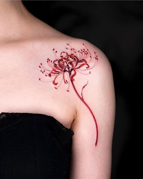 Lily Flower Tattoo, Red Flower Tattoos, Lillies Tattoo, Lily Tattoo Design, Lily Flower Tattoos, Red Spider Lily, Inspiration Tattoos, Lily Tattoo, Red Tattoos