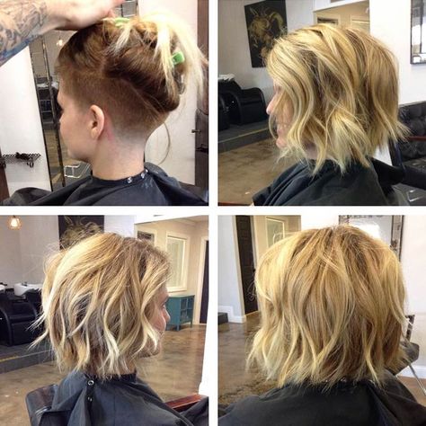 Messy Layered Undercut Bob With Waves #undercutbob #haircuts #undercut #bobhaircut Undercut Bob Haircut, Undercut Hairstyles Women, Undercut Long Hair, Undercut Bob, Pixie Haircut For Thick Hair, Short Hair Undercut, Bob Hairstyles For Fine Hair, Short Bob Haircuts, Undercut Hairstyles