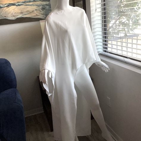 Zara White Asymmetric Cape Blouse Size Xs/S Check Out Tik Tok For Styling!! 100% Polyester New With Tags Hard To Find! Asymmetric Cape, Cape Blouse, High Collar Blouse, Cape Top, Cape Tops, Striped Linen Shirt, Zara Tops Blouses, Zara Blouse, Zara White