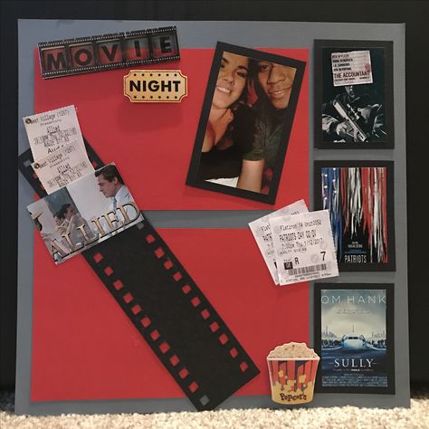 Movie ticket scrapbook layout page. Movie Ticket Scrapbook, Ticket Scrapbook, Boyfriend Scrapbook, Couple Scrapbook, Oversized Tunic Dress, Cute Anniversary Gifts, Our Adventure Book, Anniversary Scrapbook, Diy Photo Book