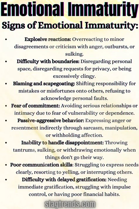 Emotional Immaturity: Signs of Emotional Immaturity Emotional Immaturity, Express Emotions, Life Management, Healthy Relationships, Signs, Feelings