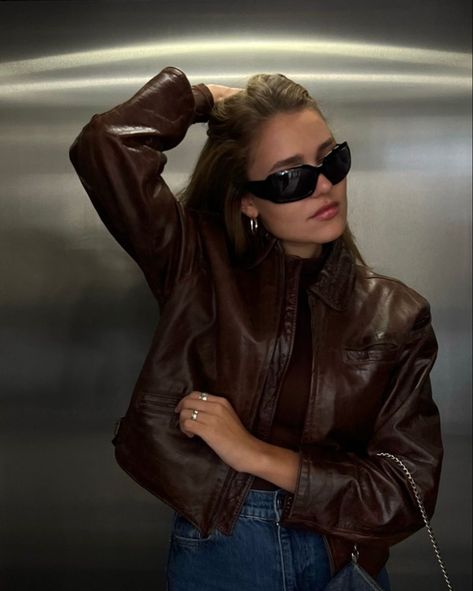 Autumn Fits, Leather Jacket Outfits, Elegante Casual, I'm With The Band, Rainy Day Outfit, Mode Inspo, Brown Leather Jacket, 가을 패션, Leather Jackets Women