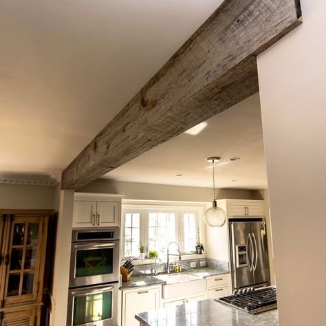 Wood Beam Ceiling Kitchen, Mantle Shelves, Beams Living Room, Reclaimed Wood Beams, Faux Wood Beams, Faux Beams, Wood Beam, Wood Beam Ceiling, Updating House