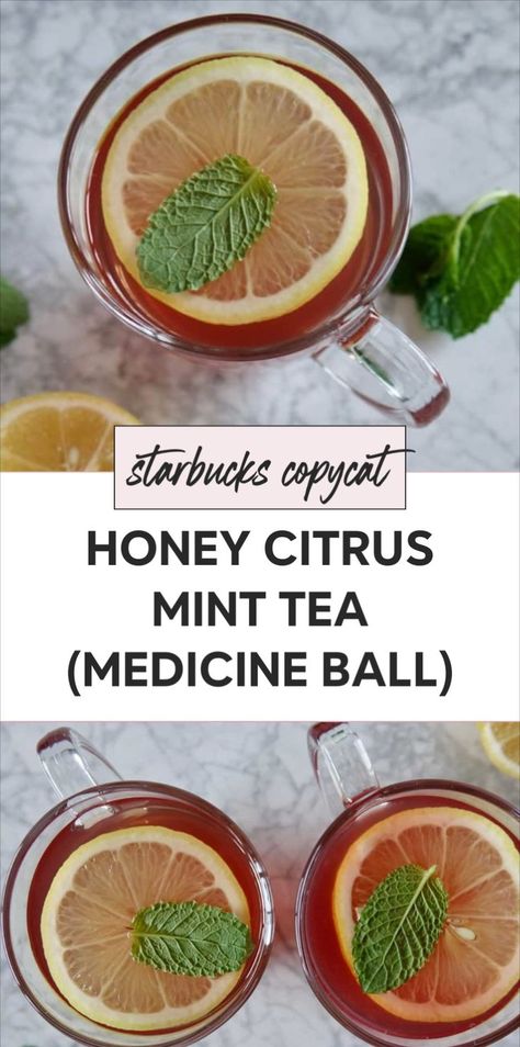 Try this Starbucks medicine ball recipe at home for a healthy and delicious drink that soothes your throat. Enjoy it iced or hot. This honey citrus mint tea is the perfect tea for any time. Learn how to make the Starbucks medicine ball with this easy Starbucks copycat recipe. Honey Citrus Mint Tea, Medicine Ball Recipe, Starbucks Medicine Ball Recipe, Medicine Ball Tea, Starbucks Medicine Ball, Mint Tea Recipe, High Protein Lunch Ideas, Diy Honey, Starbucks Tea