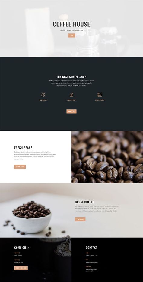 Coffee Shop Layout, Drink Themes, Coffee Websites, Coffee Shop Website, Web Layout Inspiration, Cafe Website, Coffee Presentation, Website Design Inspiration Layout, Design Café