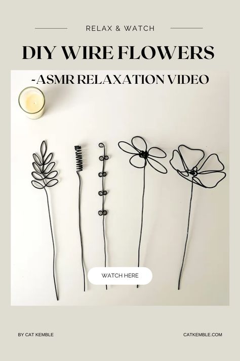 Are you in need of some relaxation? Are you looking for an activity that will help you to clear your mind, while also keeping your hands busy? Look no further - our ASMR Relaxation video is the perfect way to ease your stress. From the calming effects of the ASMR sounds to the soothing activity of wire flower making, this video has something for everyone. So take a moment to treat yourself and immerse yourself in a moment of comfort. Relax and watch here! Wire Art Flowers How To Make, Wire Dipped Flowers, Wire Decor Diy, Flower Wire Art, Thick Wire Crafts, How To Make Wire Flowers Tutorials, Making Wire Flowers, Wired Flowers Diy, Wire And Bead Art