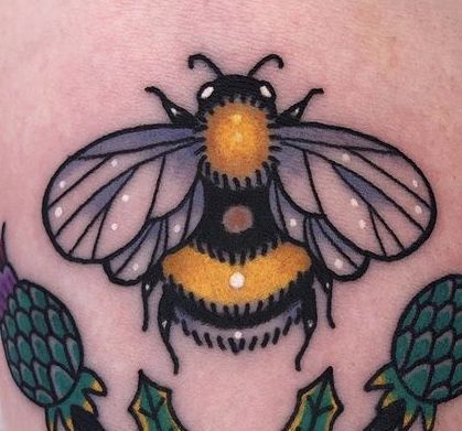 Pin by Lynn Talley on TATTOO IDEAS | Cute tattoos, Traditional tattoo inspiration, Neck tattoo Neotrad Bee Tattoo, Traditional Bugs Tattoo, Traditional Bug Tattoo Old School, Bumble Bee Tattoo Traditional, Bumble Bee Tattoo Color, Bee Knee Tattoos Women, Colorful Bee Tattoo, Traditional Bumble Bee Tattoo, Bug And Flower Tattoo