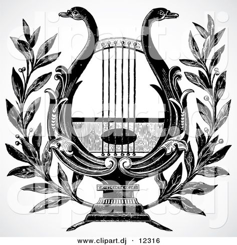 Lyre Tattoo, Apollo Tattoo, Ornament Vector, Black And White Vintage, Tattoo Style Drawings, Graphic Design Tools, Small Tattoo Designs, Greek Art, Symbolic Tattoos