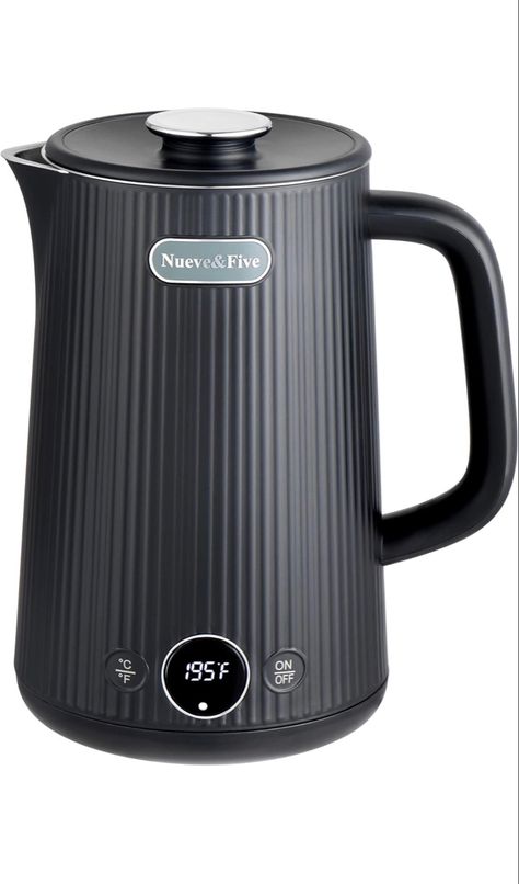 Nueve&Five Electric Kettle with Digital Temperature Display(℉/℃), 1.7L Double Wall Electric Hot Water Kettle, Auto Shut Off, 1200W Seamless 304 Stainless Steel Electric Tea Kettle -Black Hot Water Kettle, Kettle Electric, Electric Tea Kettle, Tea Store, Water Boiler, Water Kettle, Digital Screen, Coffee Grinder, Tea Kettle