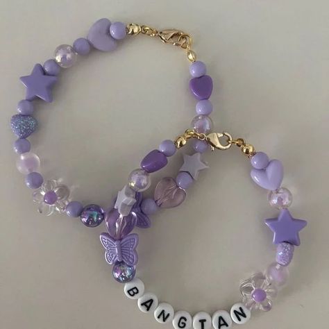 BTS BRACELET CUSTOMIZE COLOUR Bts Beaded Bracelet, Bts Bracelet Diy, Bts Bracelet, Bts Name, Girly Bracelets, Name Bracelet, Diy Business, Beaded Jewelry Diy, Diy Bracelets