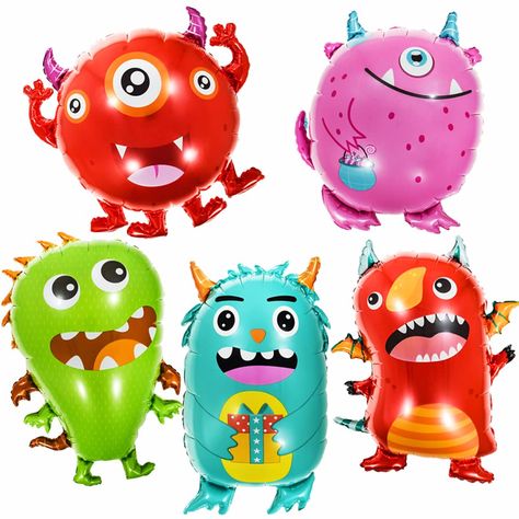 PRICES MAY VARY. Party decoration packaging: 5pcs Monsters shape aluminum balloons，Monsters aluminum balloons the perfect theme party. party supplies: Monsters aluminum film balloons are very popular among children. If you plan to host a Monsters themed birthday party for your children, the brightly colored balloon set will bring great success and fun to your party. High-quality materials: balloons are made of high-quality aluminum materials, thick enough and durable, not easy to break, not easy Monsters Inc Party, Monster Balloons, Monster Shapes, Little Monster Party, Space Party Decorations, Monster Birthday Parties, Carnival Birthday Parties, Monster Birthday, Carnival Birthday