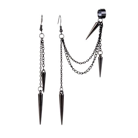 PRICES MAY VARY. 🧐Attractive Design: the tassel chain design and the rivet pendant design are exquisite and eye-catching, wearing these drop dangle earrings will make you more charming and stylish, easy to draw attention and stand out from the crowd 🧐Reliable And Durable Material: the dangle earrings are made of quality titanium steel, with no fading or deformation, they are safe, durable, and skin-friendly, ensuring your long-term use 🧐Easy To Match: taking the rivet tassels as the main elem Ear Cuff Women, Fashion Goth, Tassel Earing, Ear Cuff Earrings, Punk Earrings, Cheap Earrings, Ear Clips, Tassels Fashion, Vintage Punk