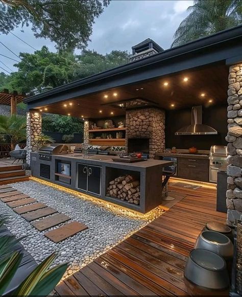 Outdoor Kitchen Styling, Outside Patio Kitchen Ideas, Kitchen Outside Ideas, Outdoor Patio With Kitchen, Outdoor Kitchen Under Deck, Kitchen Backyard Ideas, Outdoor Kitchen Ideas Covered, Outside Entertainment Areas, Outdoor Patio Kitchen Ideas