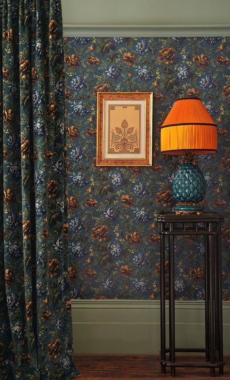 opia house of hackney designer wallpaper artisan nz Hackney Wallpaper, House Of Hackney Wallpaper, Hand Printed Linen, House Of Hackney, Wallpaper Project, Traditional English, Metallic Paper, Wallpaper Living Room, Bohemian Design