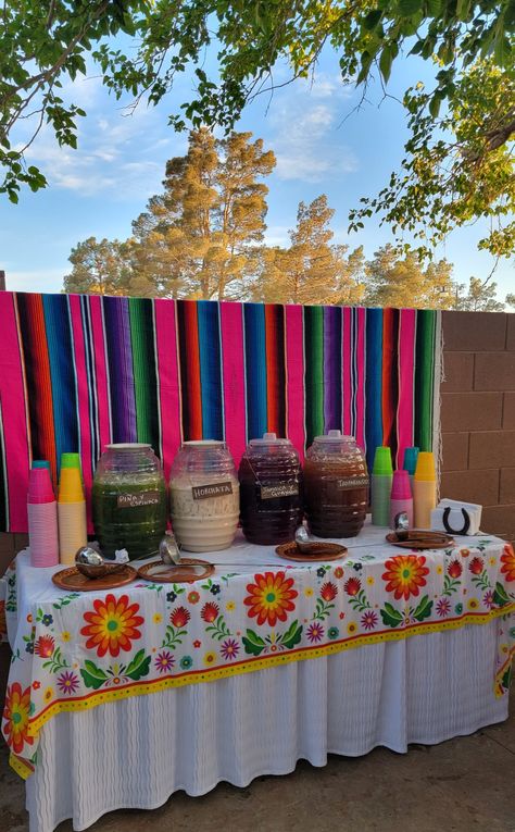 Mexican Party Theme Backdrop, Ranchera Party Theme, 21st Birthday Ideas Mexican Theme, Mexican Grad Party Ideas, Mexican Rancho Theme Party, 60th Fiesta Birthday Party, Rancho Party Theme, Outdoor Fiesta Party, Mexican 60th Birthday Party