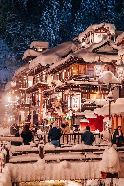 Ginzan Onsen in Winter | 🚩 Ginzan Onsen Public Bath Shiroga… | Flickr Ginzan Onsen Winter, Sapporo Japan Winter, Ginzan Onsen, Life Soundtrack, Winter Honeymoon, Onsen Japan, Japan Winter, Travel Buddy, Public Bath