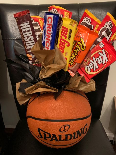 Birthday Basketball Gift Basketball Senior Night Gifts, Basketball Fundraiser, Basketball Boyfriend, Birthday Candy Bouquet, Basketball Senior Night, Basketball Team Gifts, Basketball Coach Gifts, Basketball Decorations, Valentine Gift Baskets