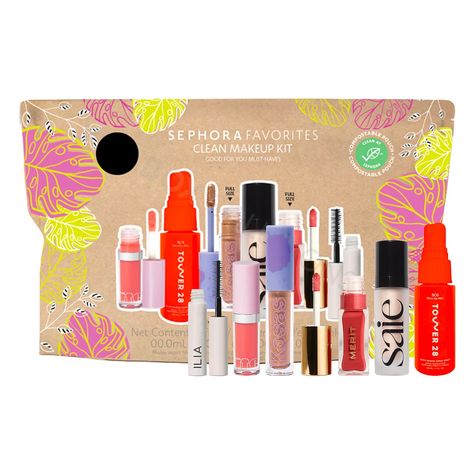 Sephora Favorites Clean Me Up Clean Makeup Set Hydrating Face Spray, Saie Glowy Super Gel, Dewy Highlighter, Sephora Gift Sets, Glowy Super Gel, Item Beauty, Sephora Gift, Preppy Makeup, Tinted Lip Oil