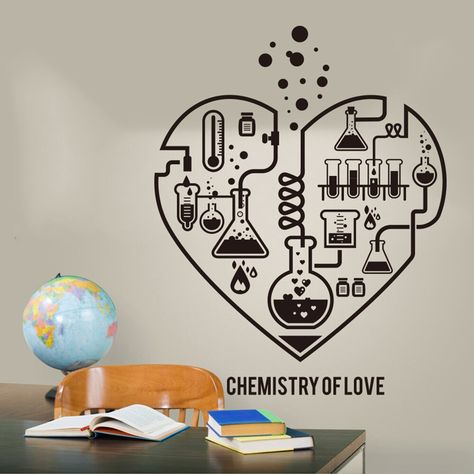 Laboratory Classroom, Geek Valentine, Science Valentines, Science Room, Science Decor, Heart Wall Decal, Heart Wall Stickers, Vinyl Style, Heart Decals