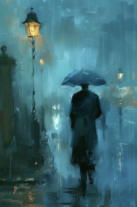 Man In The Rain Drawing, Crowded Street Drawing, Rainy Acrylic Painting, Rainy Season Painting, City Painting Easy, Umbrella In Rain, Impressionism Drawing, Realistic Hair Drawing, Monochromatic Art