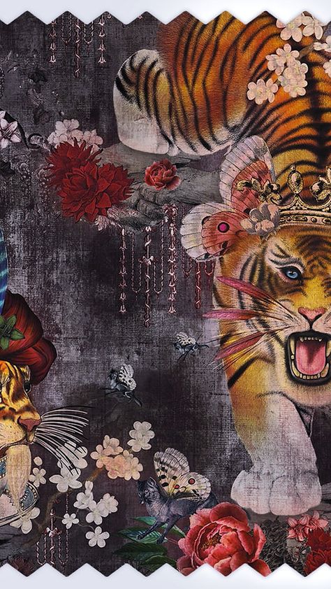 Tela, Tiger Wallpaper, Inspired Wallpaper, Eccentric Style, Chimney Breast, Pretty Rose, China Teacup, Blue Tigers, Brand Concept