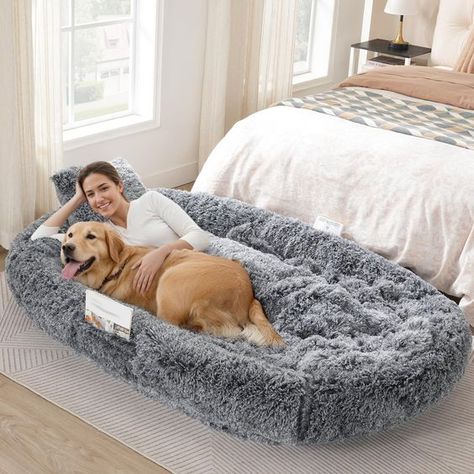 PRICES MAY VARY. Ultimate Lotus Land: Sized 70.8"L x 47.2"W x 9.8"H, the human dog bed with soft blanket and pillow, offers a roomy surround for better rest and naps. It's an ideal resting spot for children, adults, teenagers, and pets alike to unwind and recharge Cushy and Comfy: The human size dog bed, made with quality plush and high-density sponge, offers soft, warm, breathable and durable support. It comfortably accommodates you and your pet for lounging and play, wrapping you in a snug and Big Dog Beds, Human Dog Bed, Human Dog, Boho Patio, Cat Trees, Boho Furniture, Plush Pillow, Dog Beds, Dog Kennel