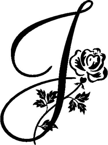 Black Rose Cursive Capital J, Letter J Tattoo, Cursive J, Fancy Cursive, J Letter, J Tattoo, Tattoo Fonts Alphabet, The Letter J, Initial Tattoo