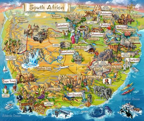 South Africa South Africa Map, Visit South Africa, African Map, Map Illustration, Africa Do Sul, South Africa Travel, Image 3d, Africa Map, Out Of Africa