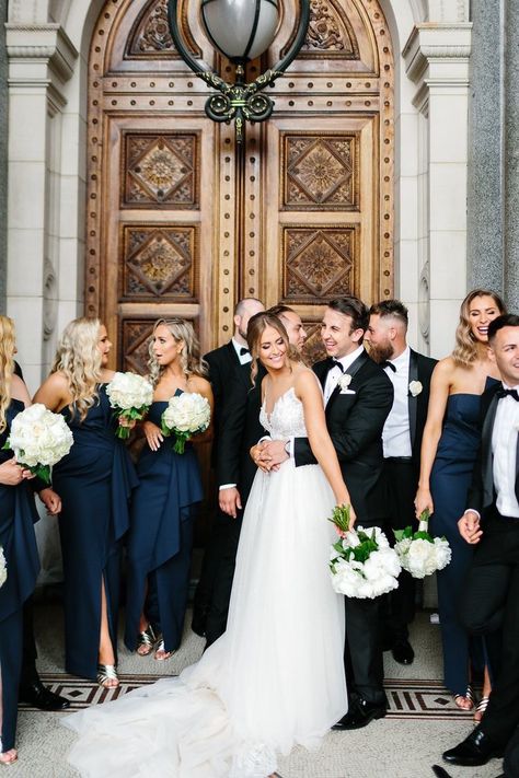 Navy Bridal Parties, Bridal Party Color Schemes, Bridal Parties Colors, Navy Bridesmaids, Wedding Parties Colors, White Runway, Bridal Party Attire, Navy Blue Bridesmaid Dresses, Navy Bridesmaid Dresses