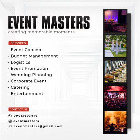 Event Flyer Design Event Planner Flyer Design, Event Flyer Design, Event Promotion, Event Flyer, Event Catering, Memorable Moments, Event Planner, Corporate Events, Flyer Design