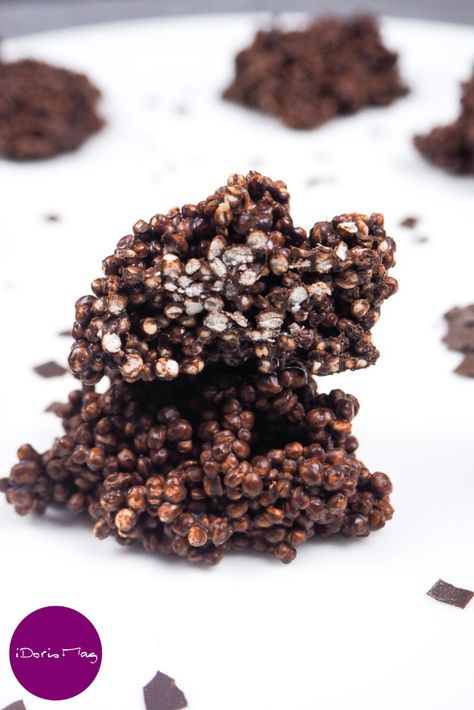 Chocolate Covered Quinoa Bites, Chocolate Covered Quinoa, Puff Quinoa Recipes, Easy Vegan Snack, Ww Sweets, Quinoa Chocolate, Baking Vegan, Chocolate Puff, Quinoa Bites