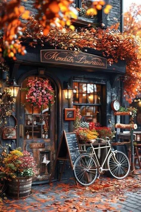 Autumn Aesthetic Bookstore, Autumn Restaurant Decor, Fall Bookstore Aesthetic, Fall Cafe Aesthetic, Autumn Restaurant, Fall Season Pictures, Restaurant Vibes, Autumn Love, Autumn Magic