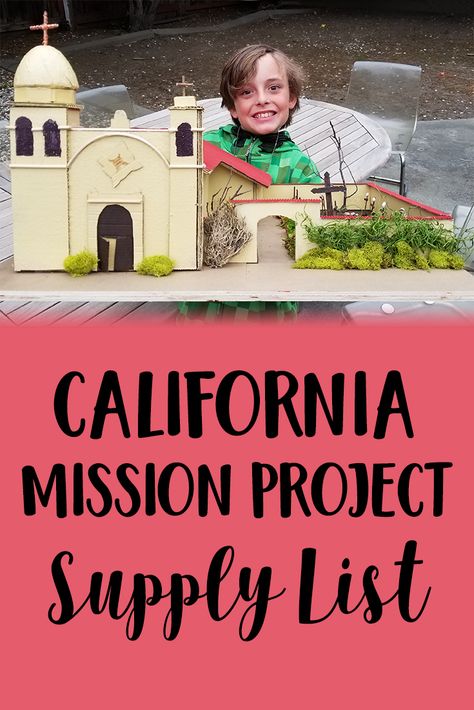 California Mission Project Supply List - More Than Thursdays Diy Mission Project, California Missions Project Fourth Grade, Carmel Mission Project Ideas, Santa Cruz Mission Project Ideas, San Diego Mission Project, Santa Barbara Mission Project, Mission Projects For Kids 4th Grade, Mission Project Ideas, San Luis Obispo Mission